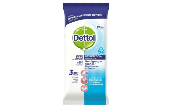 Dettol Chiffons De Nettoyage Polyvalents Désinfection 60 Pièces – Détergents Universels 1