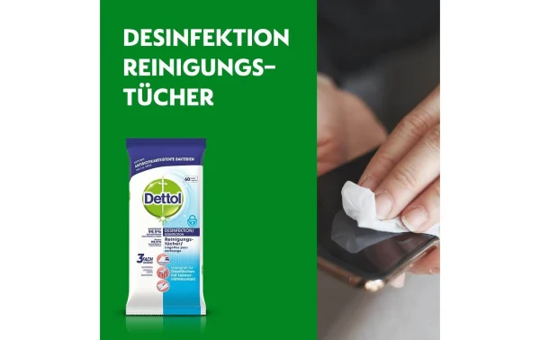 Dettol Chiffons De Nettoyage Polyvalents Désinfection 60 Pièces – Détergents Universels 3