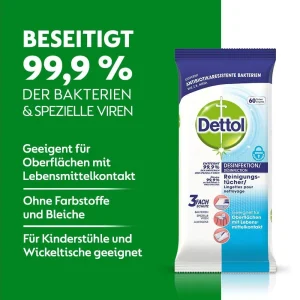 Dettol Chiffons De Nettoyage Polyvalents Désinfection 60 Pièces – Détergents Universels 9