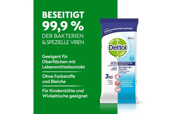 Dettol Chiffons De Nettoyage Polyvalents Désinfection 60 Pièces – Détergents Universels 4