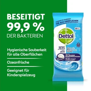 Dettol Chiffons De Nettoyage Tout Usage Fraîcheur De L’océan 60 Pièces – Détergents Universels 9